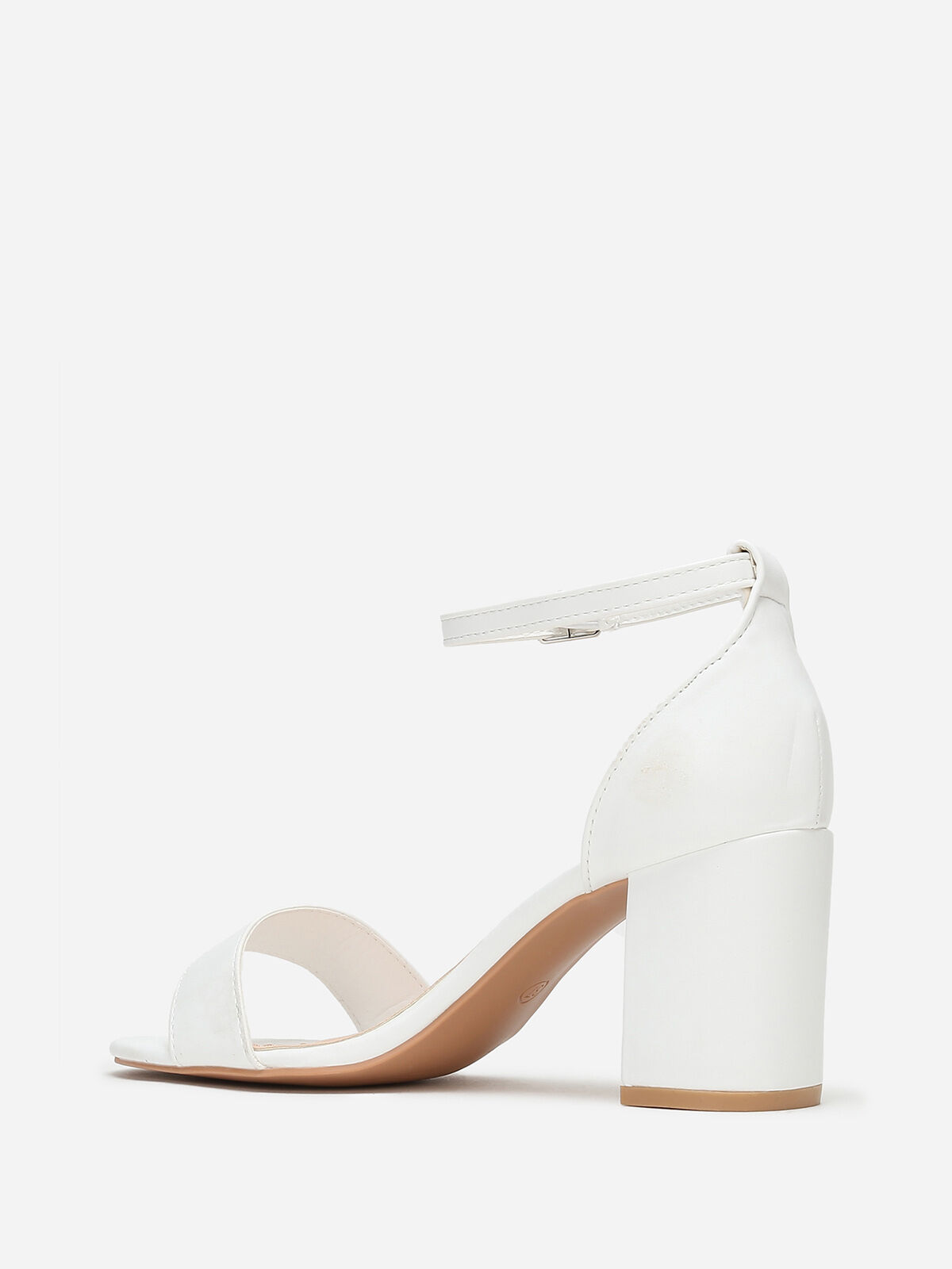 Sandales à talon épais en simili- Blanc