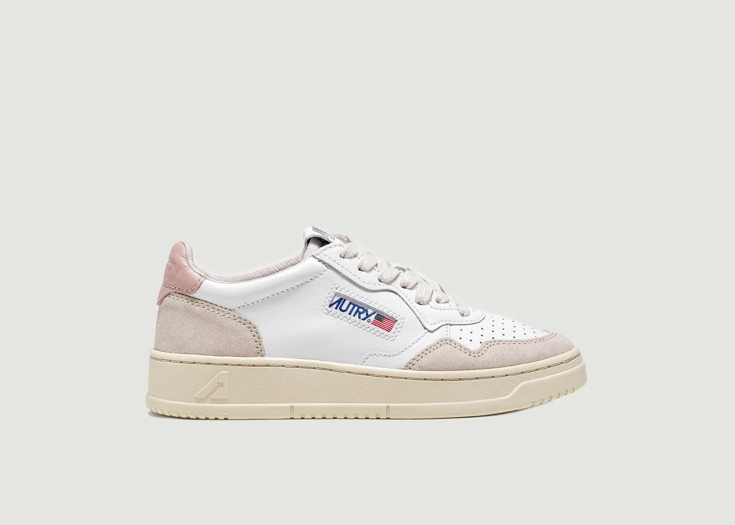 Sneakers Medalist Low en cuir blanc et rose poudré AUTRY