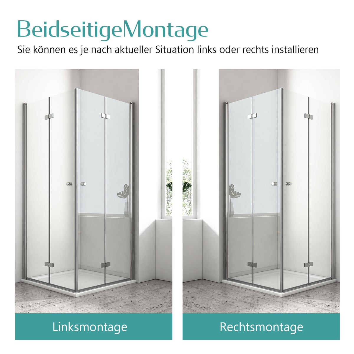 EMKE Hoekdouchecabine, Hoekinstap, Hoogte 185 cm, Douchescherm, BxD: 75x90 cm, Douchewand 6 mm ESG Nanoglas, Hef- en daalmechanisme, Vouwdeur, Chroom