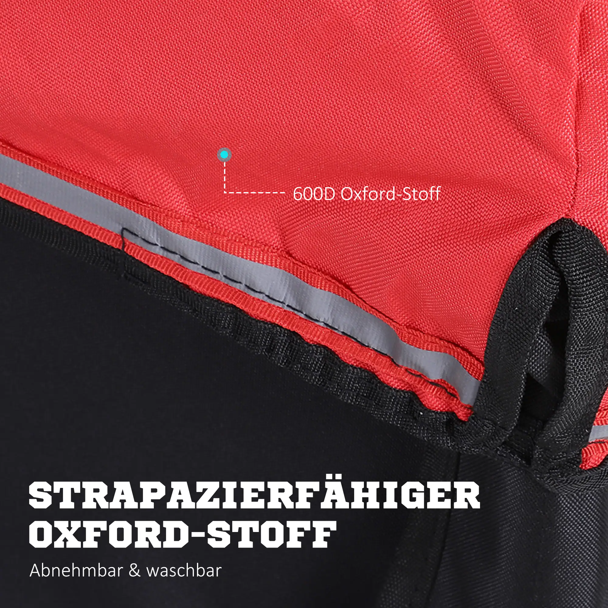 HOMCOM Fahrradanhänger mit Überrollbügel schwarz-rot 140 x 88 x 60 cm (LxBxH)
