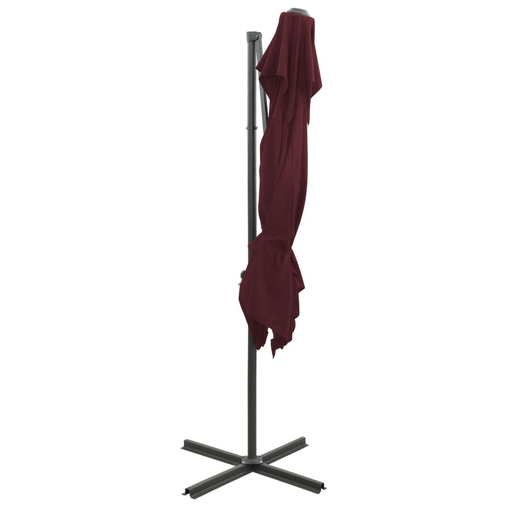 Parasol déporté à double toit 250 x 250 cm rouge bordeaux