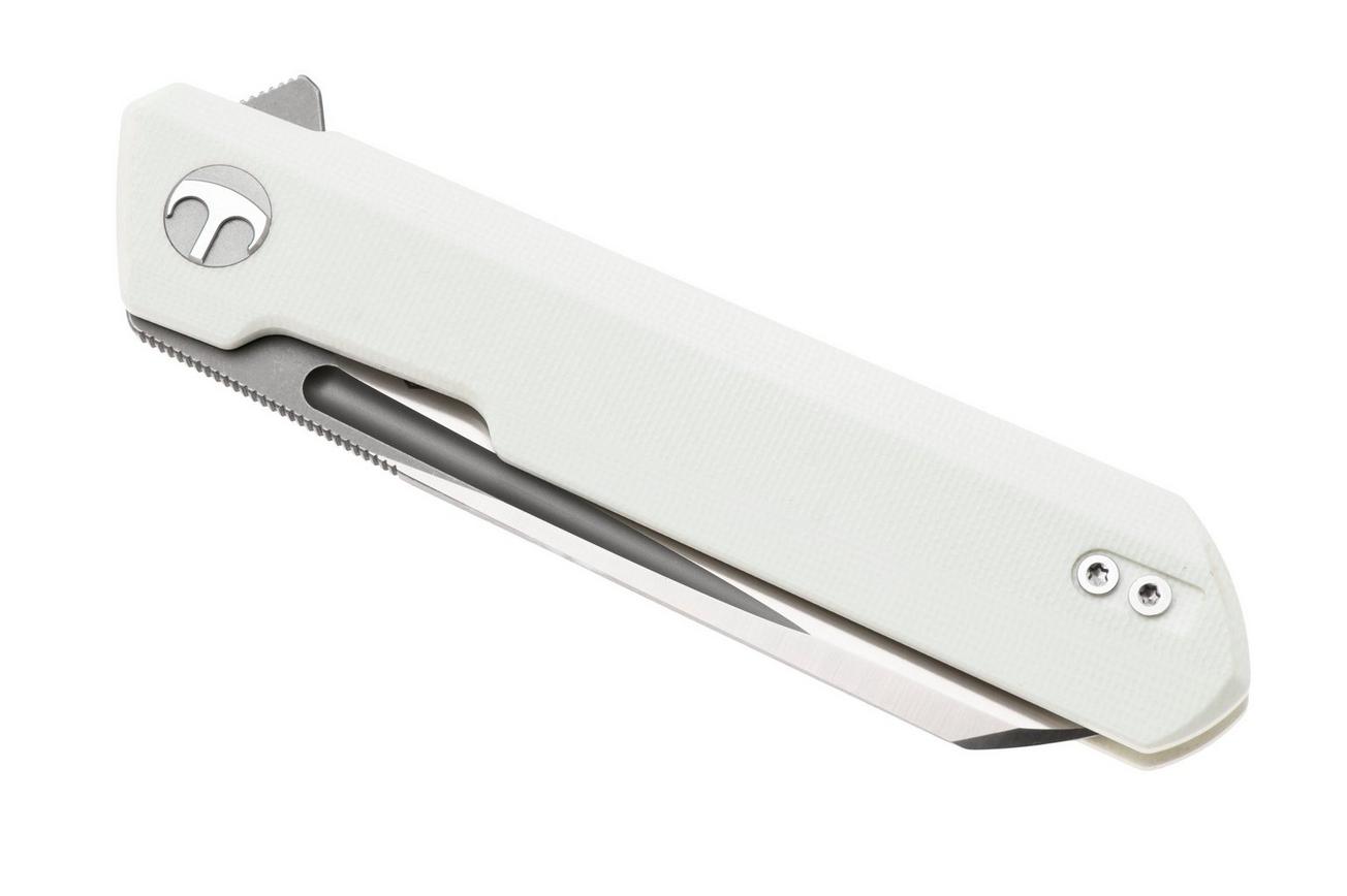 Bestechman Dundee Sheepsfoot BMK09C Satin D2, White G10, zakmes