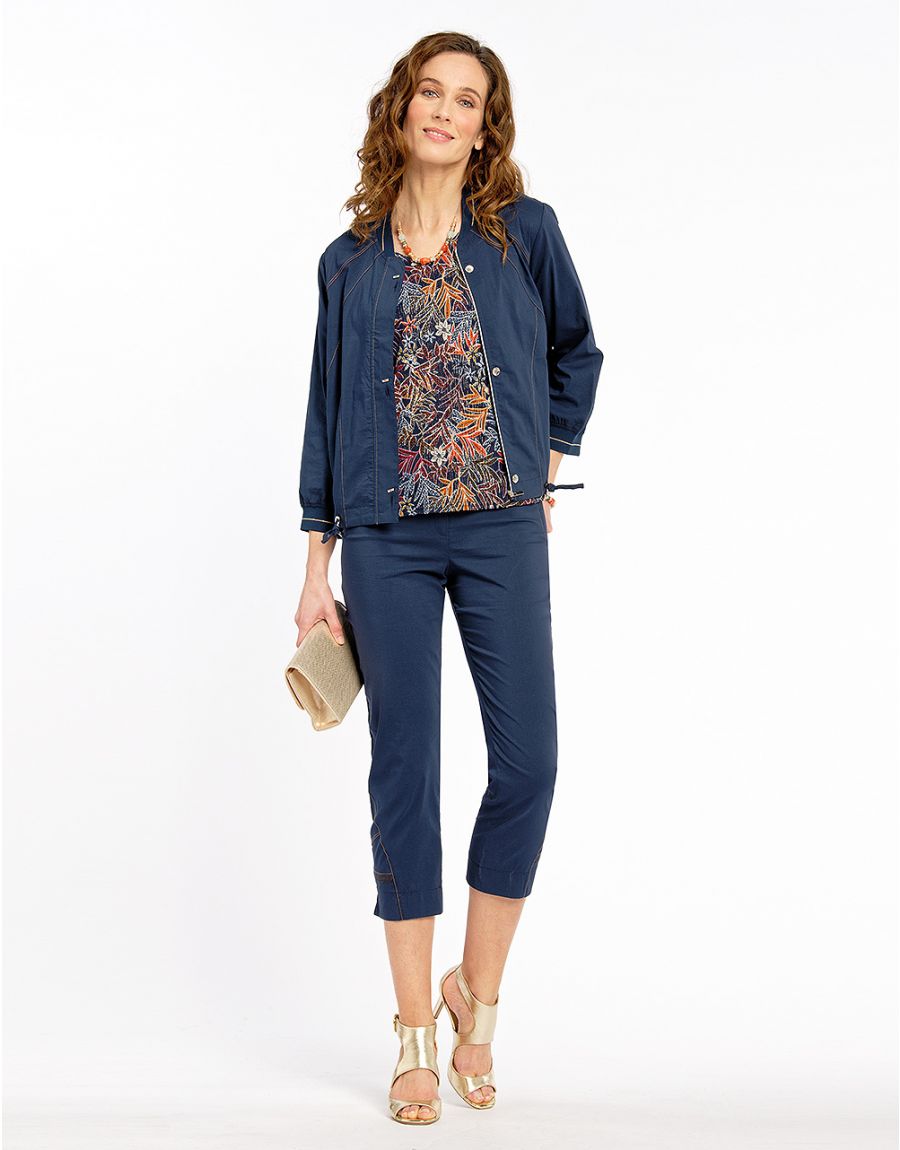 T- shirt floral fils doré