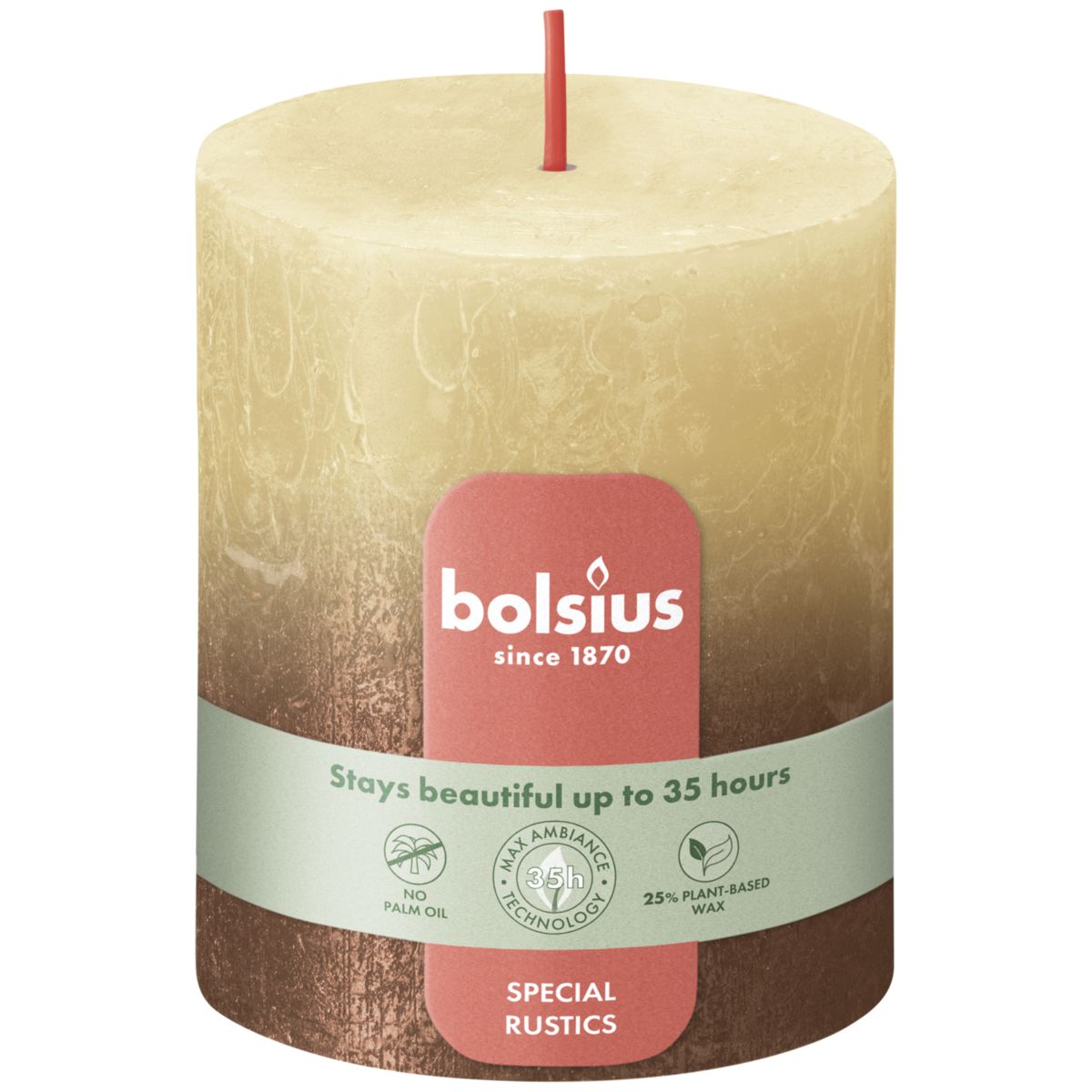Bolsius Rustiek Fading Metallic Stompkaars 80/68 Oat Beige + Copper (1 stuk)