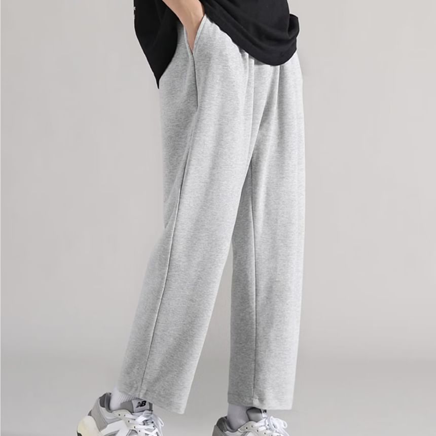 Jozev - Effen cropped rechte joggingbroek met trekkoord in de taille