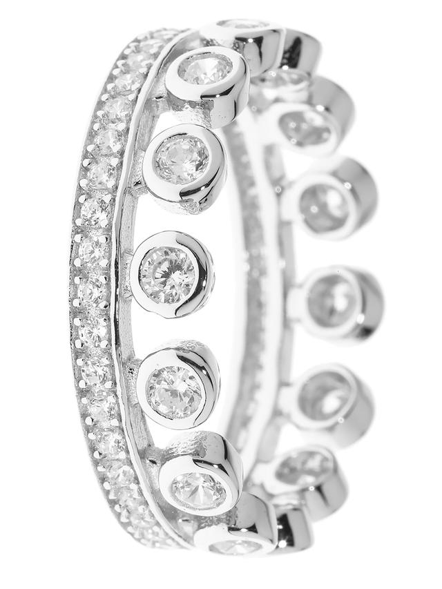 Krönchen-Ring, Zirkonia, Silber 925 rhodiniert