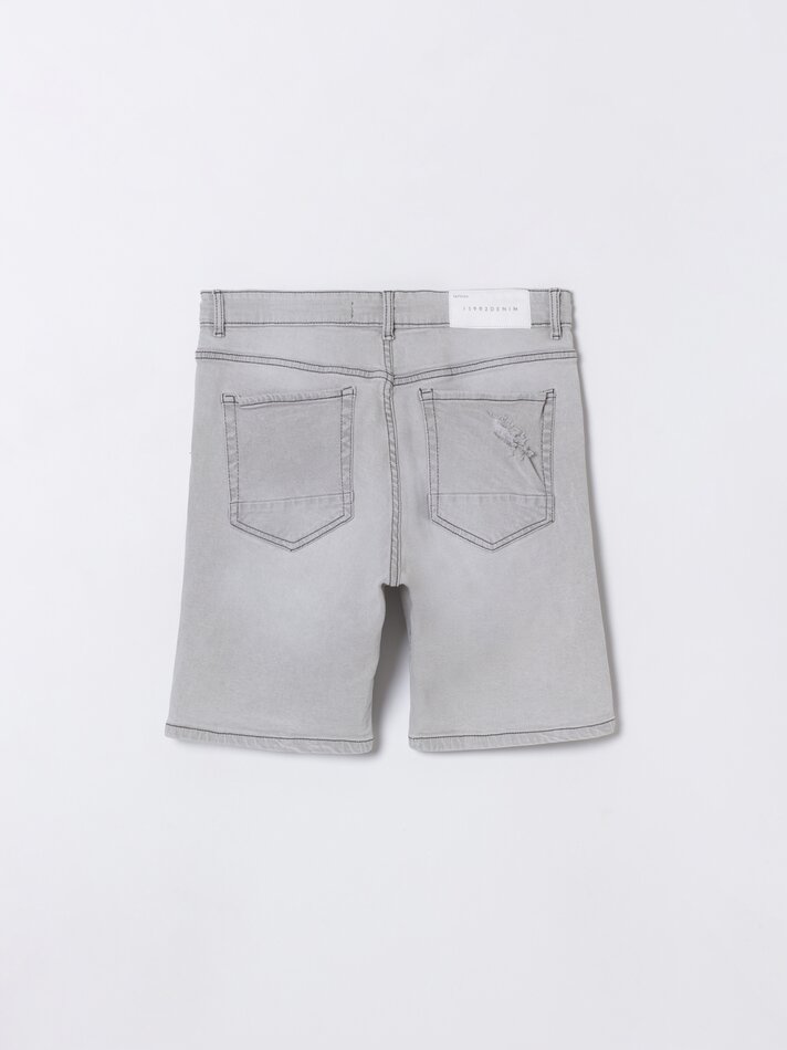 Bermuda jeans skinny stretch - Cinza claro