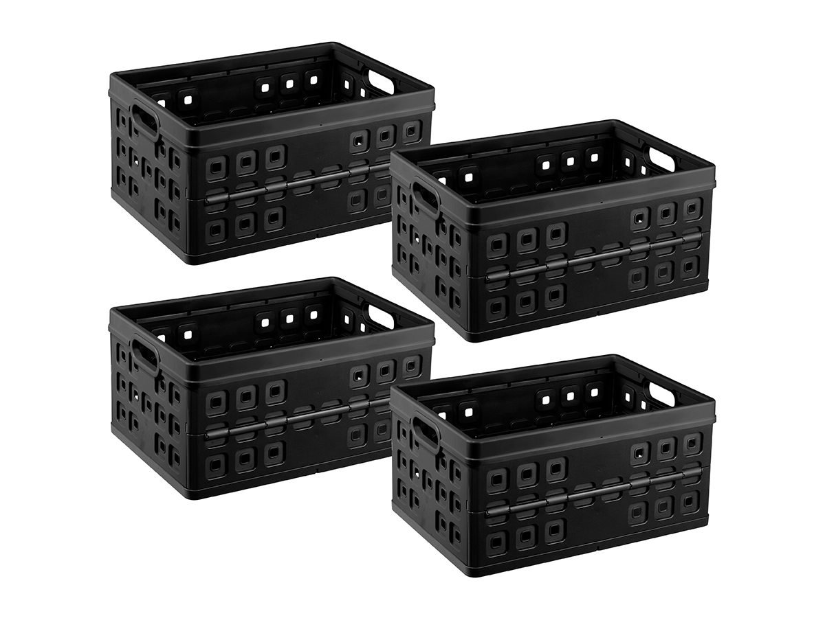 Sunware Square 46 liter set van 4 vouwkratten - Black