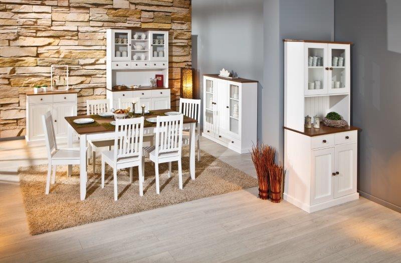 Buffetschrank WESTERLAND - weiß-braun - Massivholz