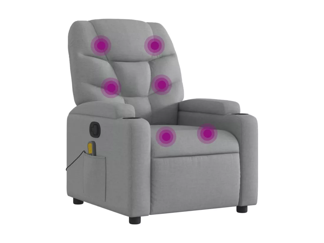 Fauteuil massant inclinable Gris clair Tissu