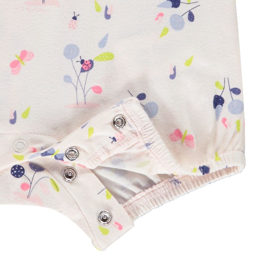 Combinaison courte en jersey imprimé fleuri pour bébé fille - Rose