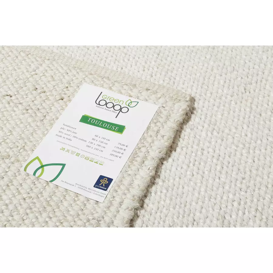 Green Looop Handweb-Teppich Toulouse creme