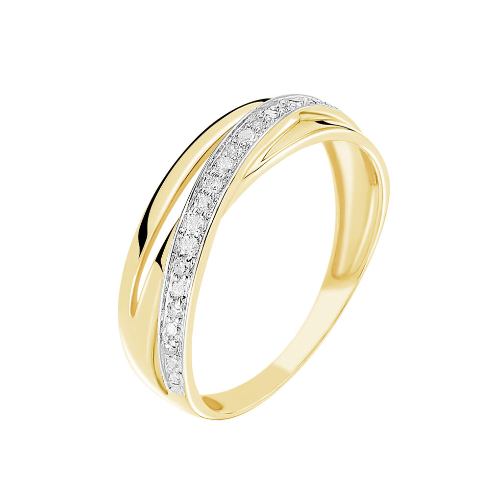 Bague Croisee Or Jaune Diamant