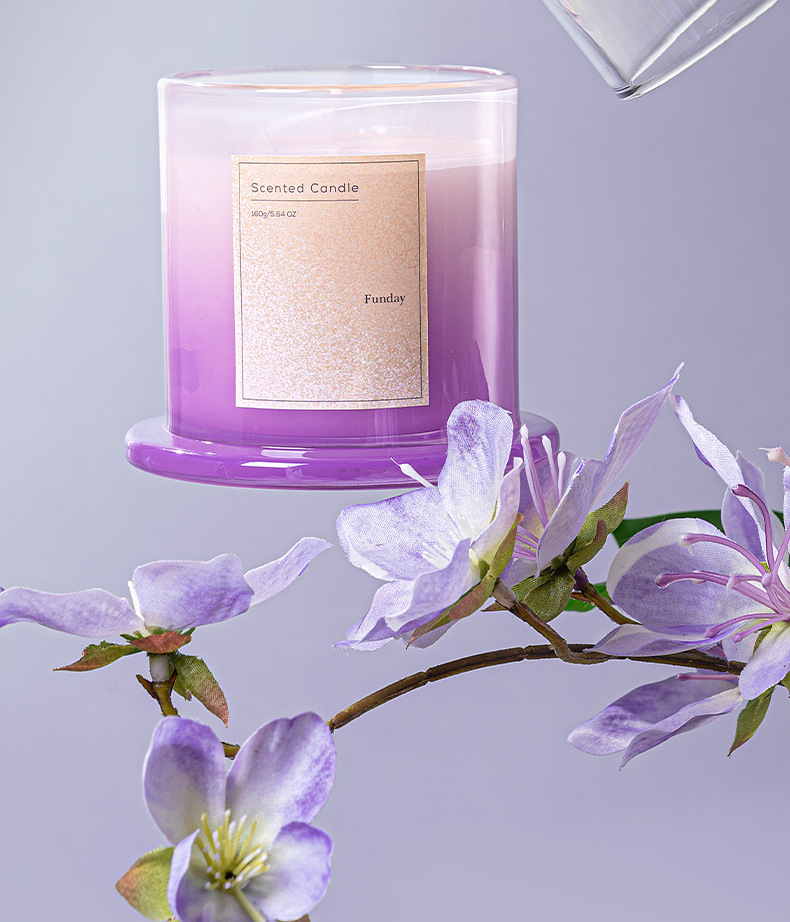 Duft Kerze im Glas Aromatherapie Home Deko Wachs Kerze mit Glashaube - Lavendel