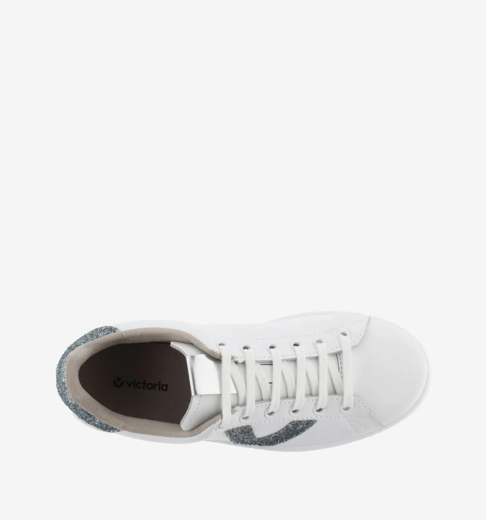 TENIS CUIR & COPEAUX GLITTER Baskets blanches en cuir et détails glitter ROYAL