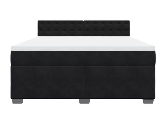 Sommier à lattes de lit avec matelas Noir 180x200 cm Velours