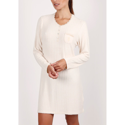 Admas - Camisón de manga larga Soft Forest marfil Blanco