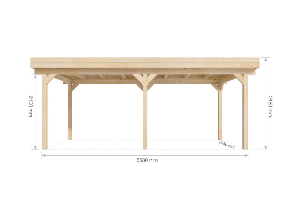 Alpholz enkele carport Olaf, houten carport, overkapping, luifel