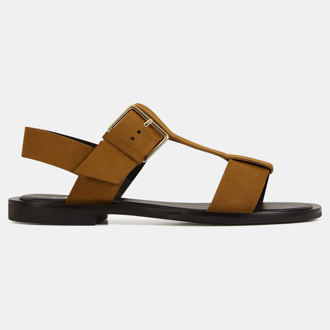 Galeries Lafayette Sandales plates en Cuir camel