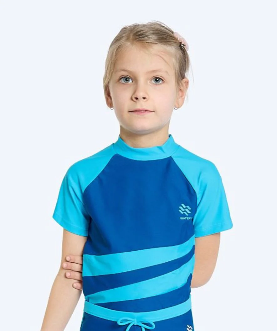 Watery UV-trøje til børn - Manami Kortærmet Rashguard - Atlantic Blue