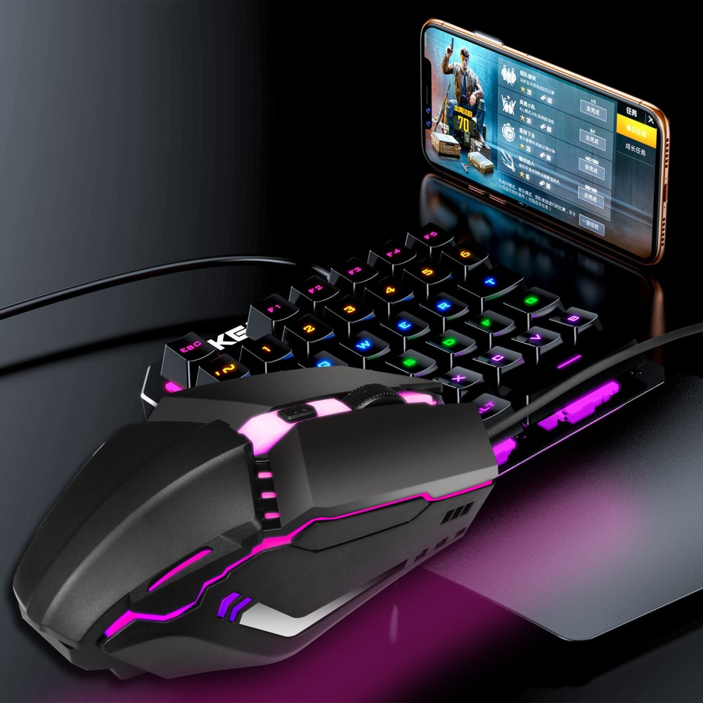 Optische USB Gaming Maus mit Kabel 1600 DPI mit RGB LED Beleuchtung und 4 Tasten - Schwarz