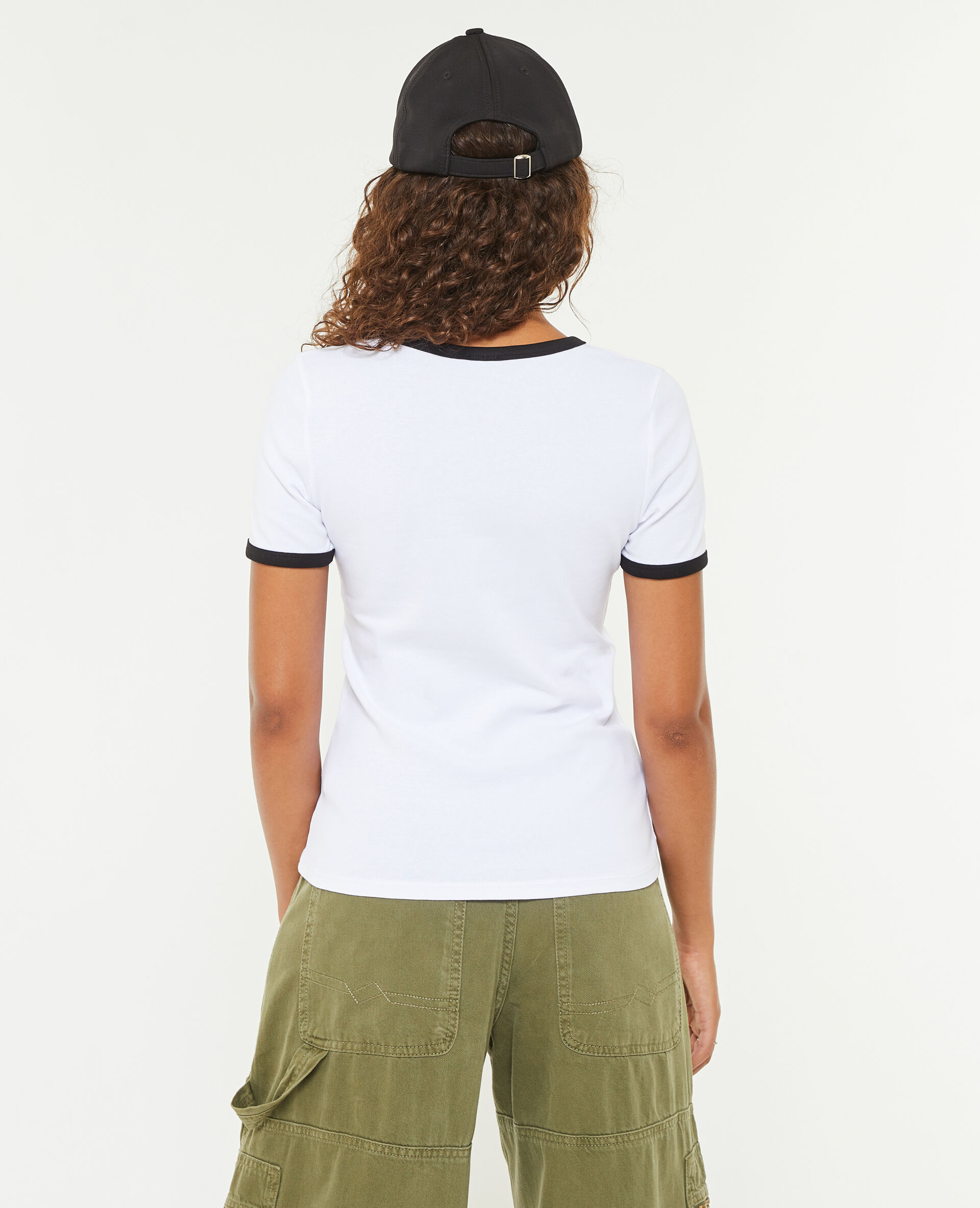 T-shirt manches courtes avec bords contrastés - Blanc