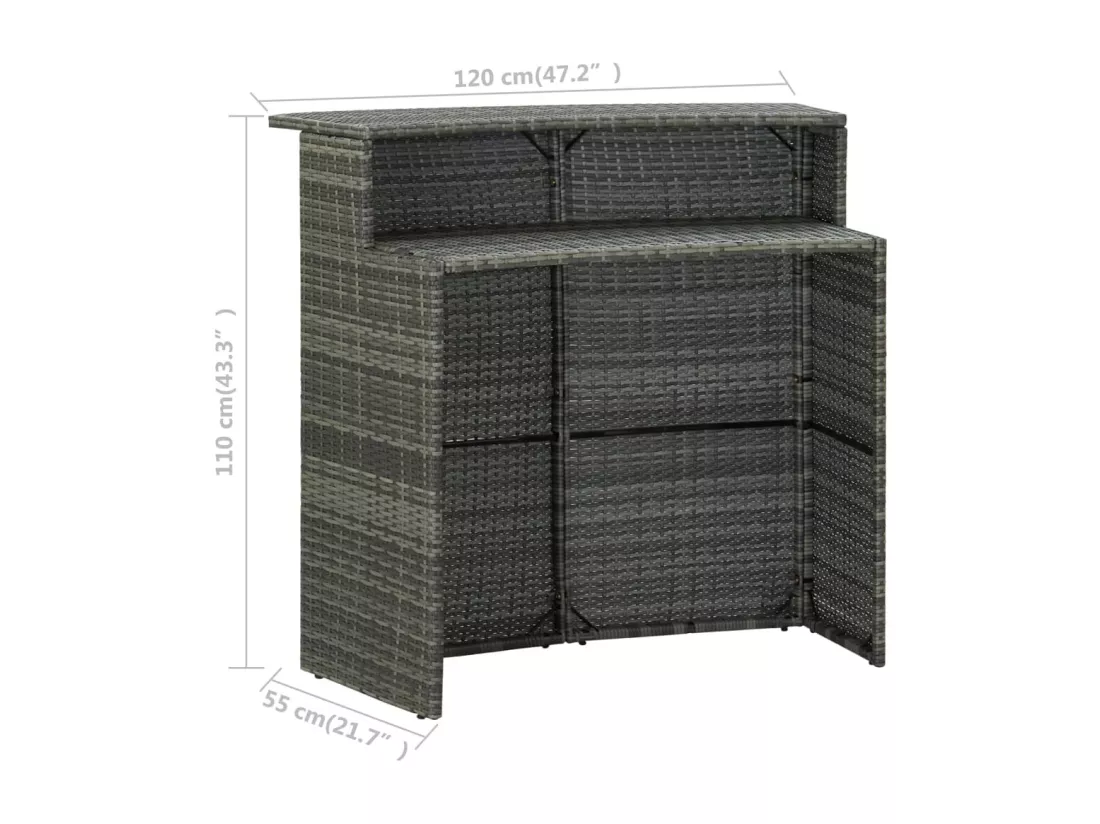 Prolenta Premium - Table de bar de jardin Gris 120x55x110 cm Résine tressée