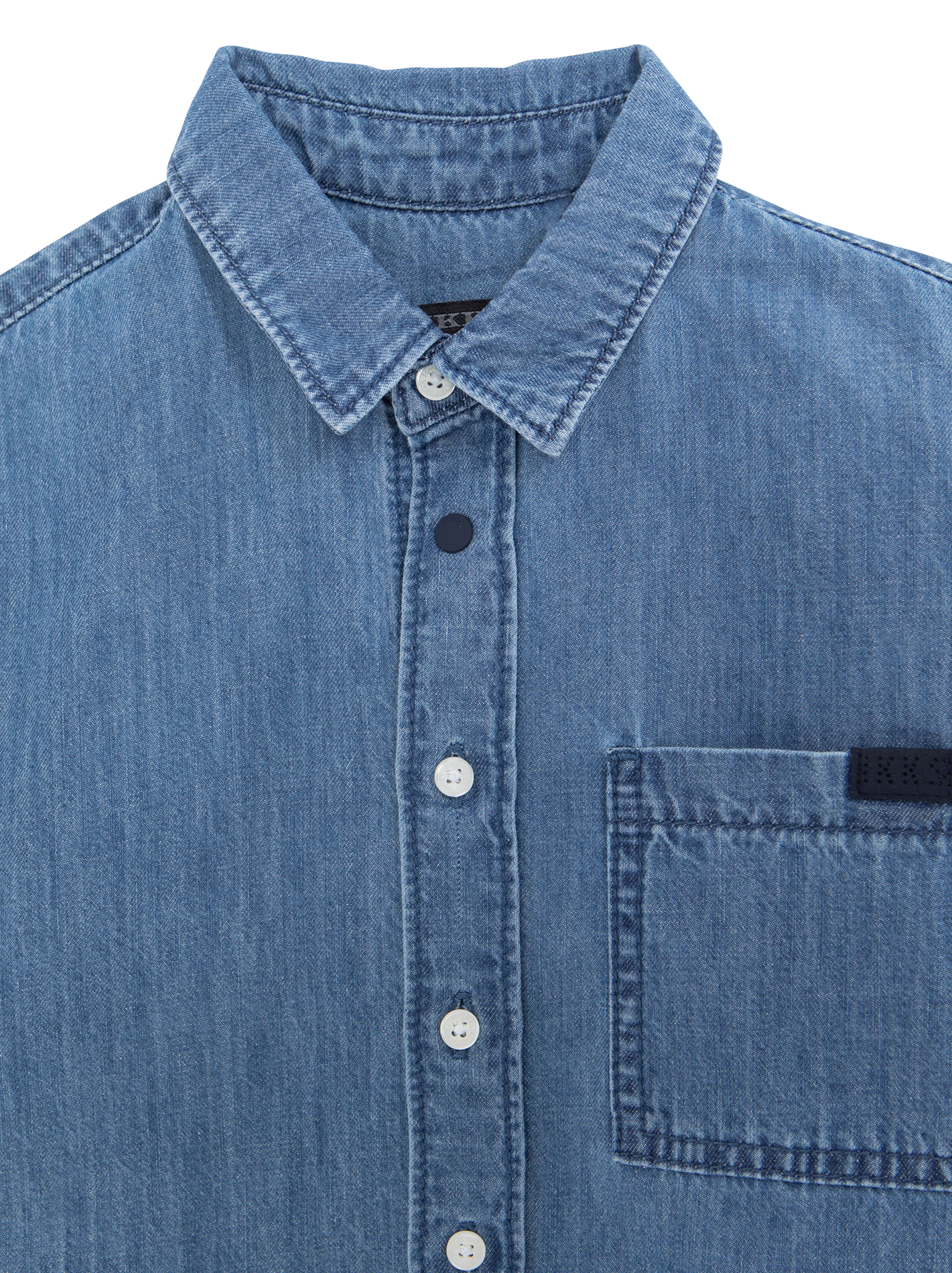 Chemise droite en coton | Bleu