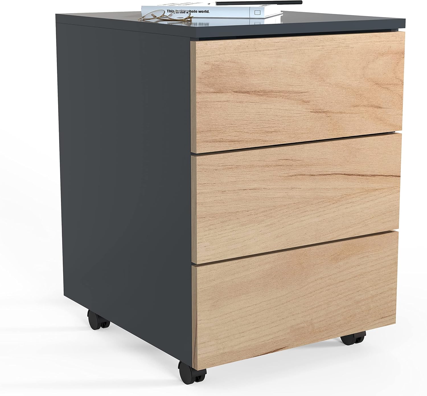 VCM Rollcontainer | Beistellcontainer mit Schubladen | Maße ca. H. 55 x B. 39 x T. 45 cm | Bürocontainer - Dalosa 3 Schubladen
