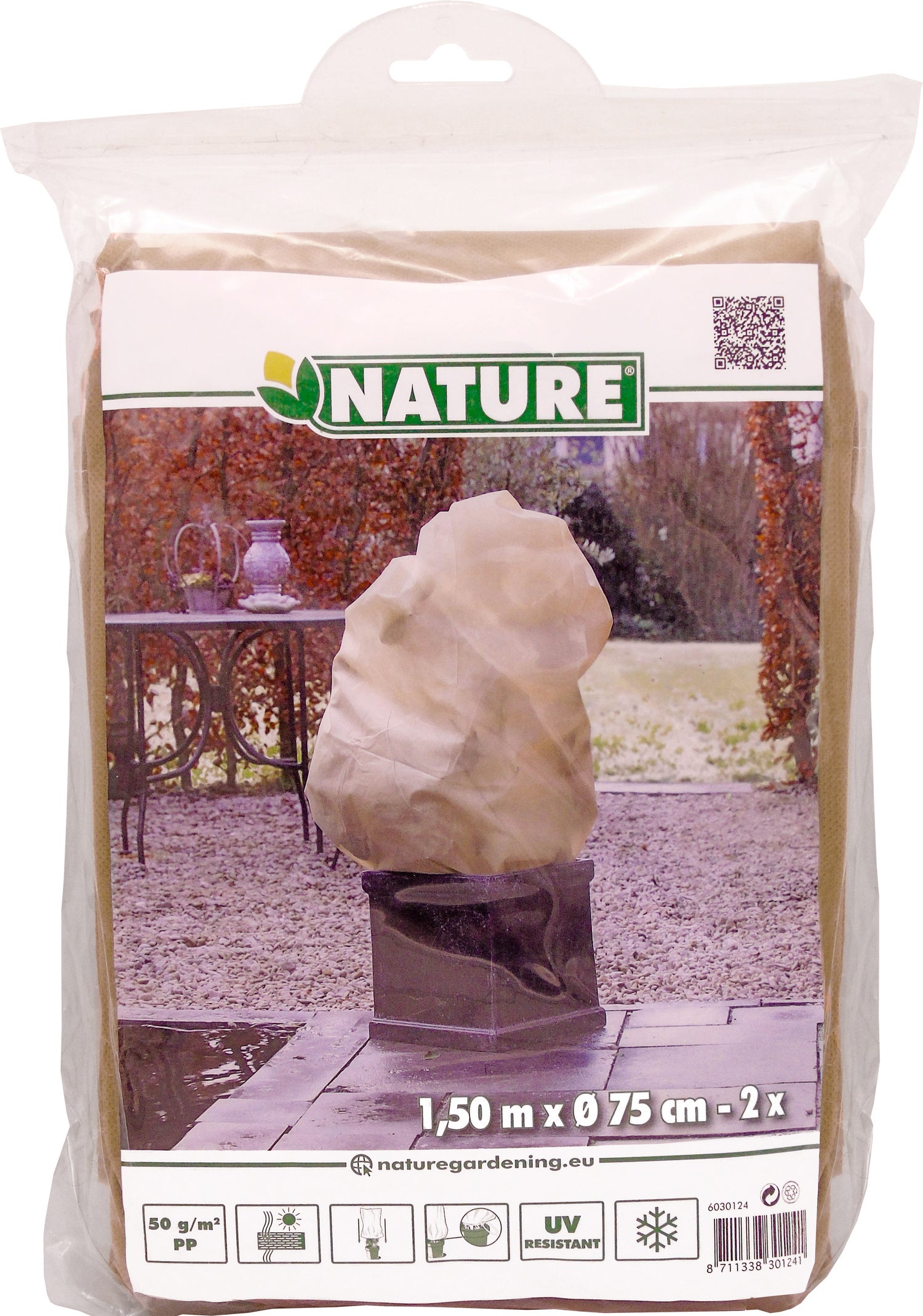 Nature winterhoes met koord beige D 75 cm x 1,50 m 2 stuks