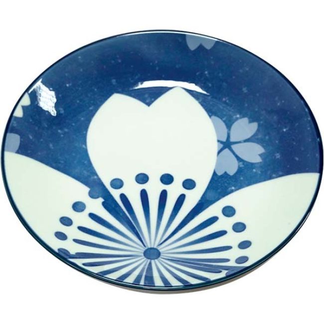 Oriental Ronde Bord Blauw Witte Bloem Ø16.5cm