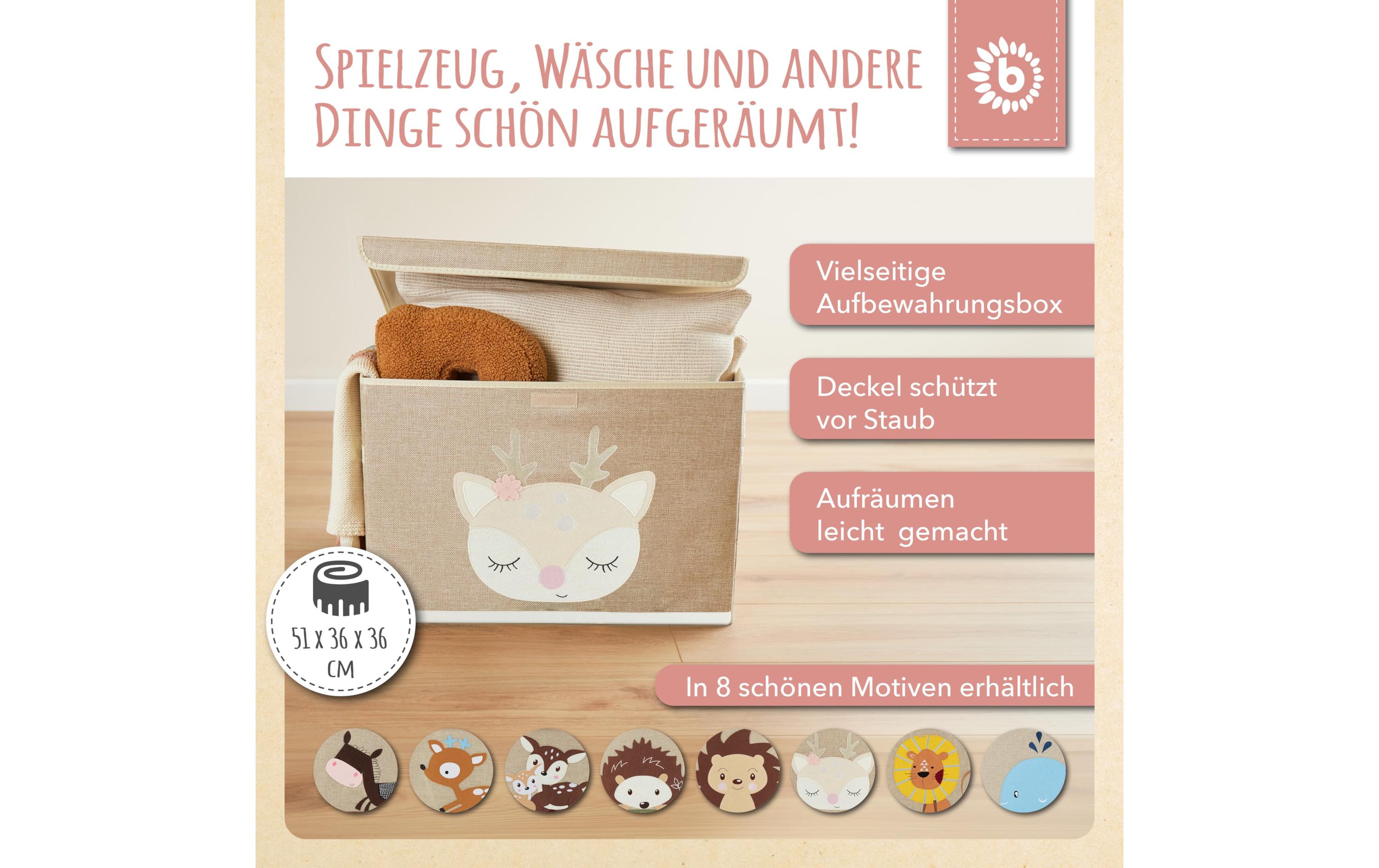 Aufbewahrungsbox Ella mit Deckel HirschSpielzeugbox mit Deckel