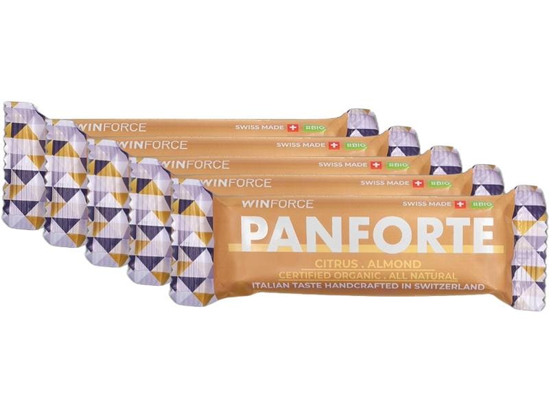WINFORCE Riegel Panforte Bar Citrus-Almond, 5 Stück Bio-Mandelriegel mit Früchten