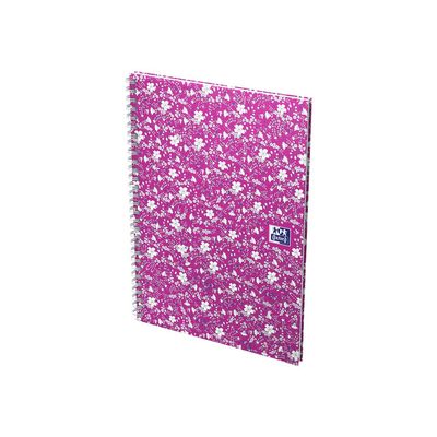 Oxford Floral - Carnet de notes à spirale - A5 - 120 pages - petits carreaux