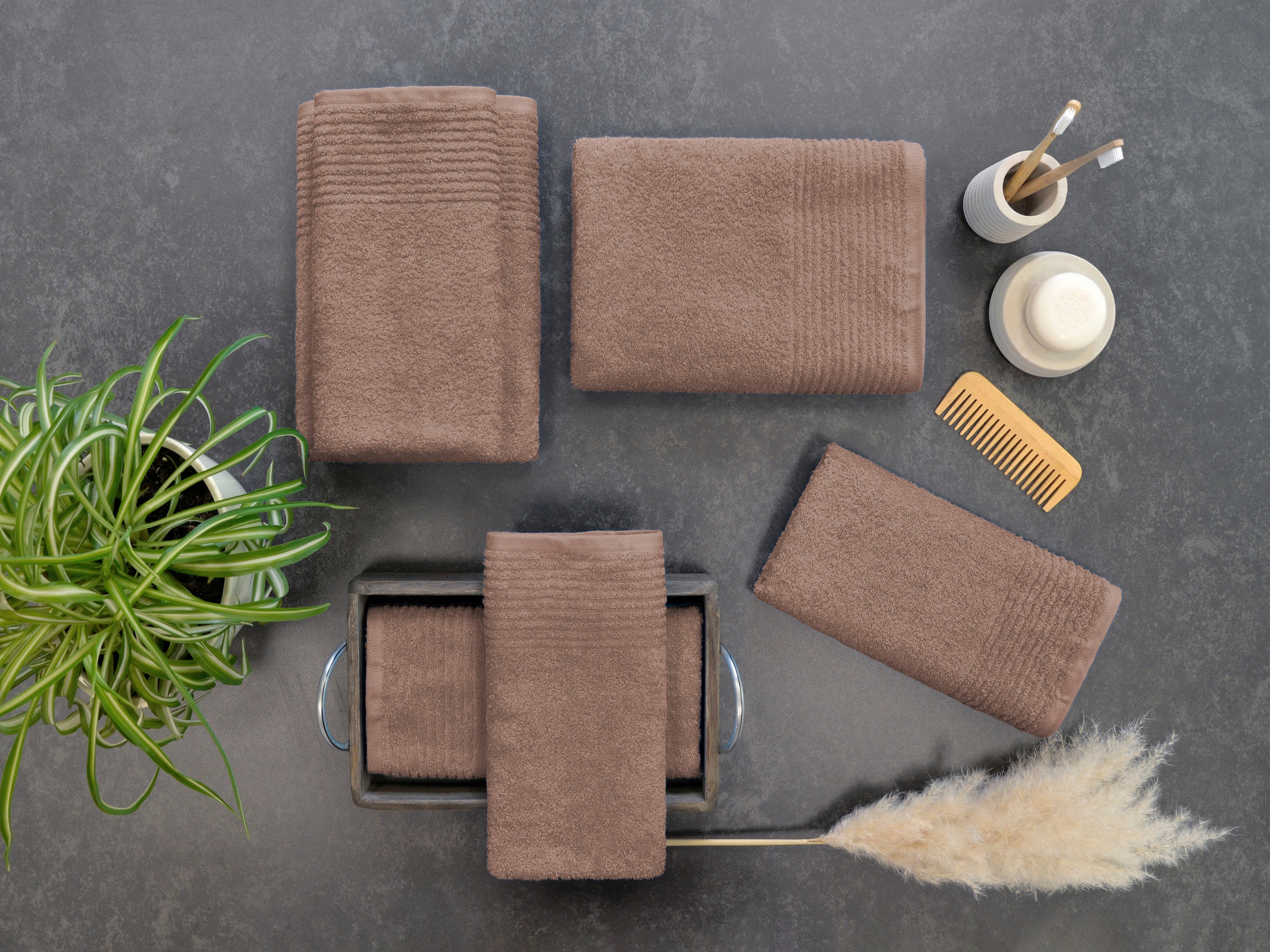 Dyckhoff Handtuch Set »Brillant« Set 6 Stk. Walkfrottee mit Streifenbordüre;4 Handtücher (50x100cm), 2 Duschtücher (70x140cm)
