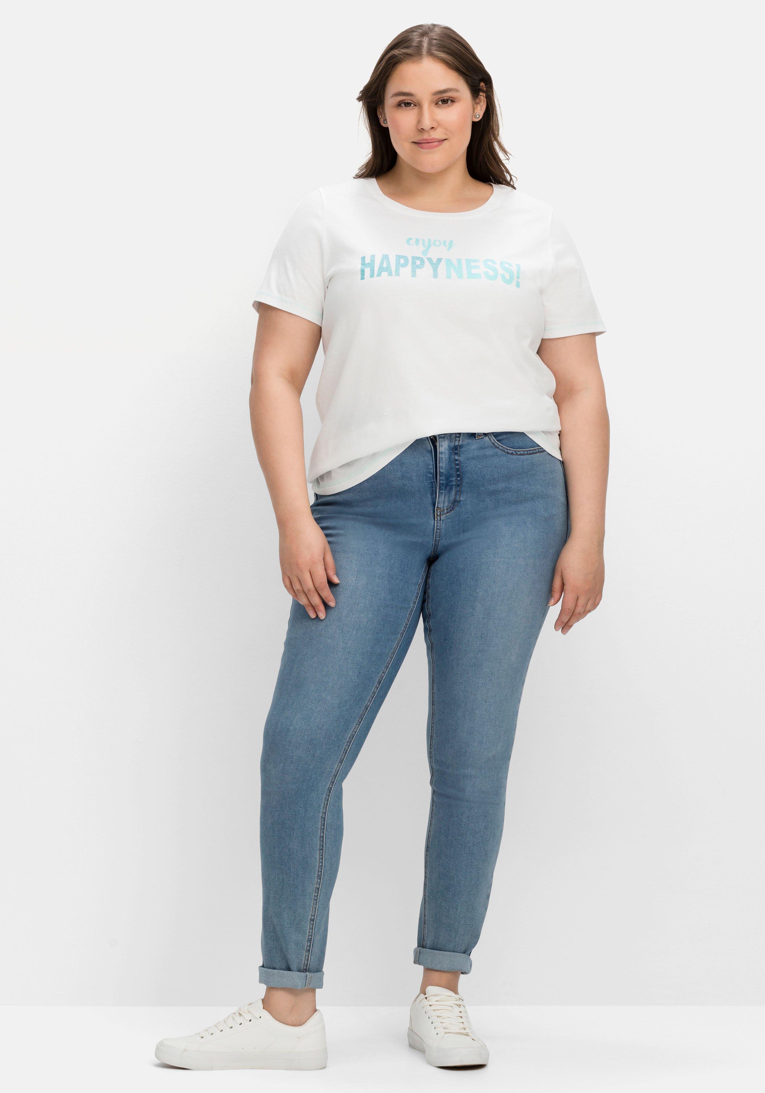 Jerseyshirt mit Wordingprint, leicht tailliert