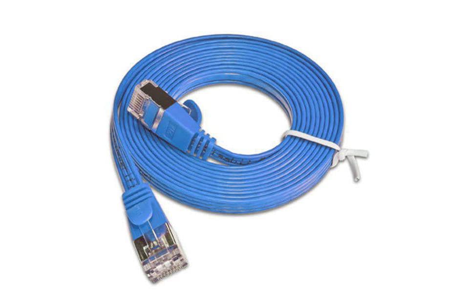 Slimpatchkabel RJ-45 - RJ-45, Cat 6, STP, 2 m, BlauGeschirmtes Twisted-Pair-Kabel (STP) mit Klinkenschutz