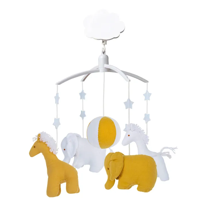 Trousselier Mobile musical girafe et éléphant | Jaune moutarde