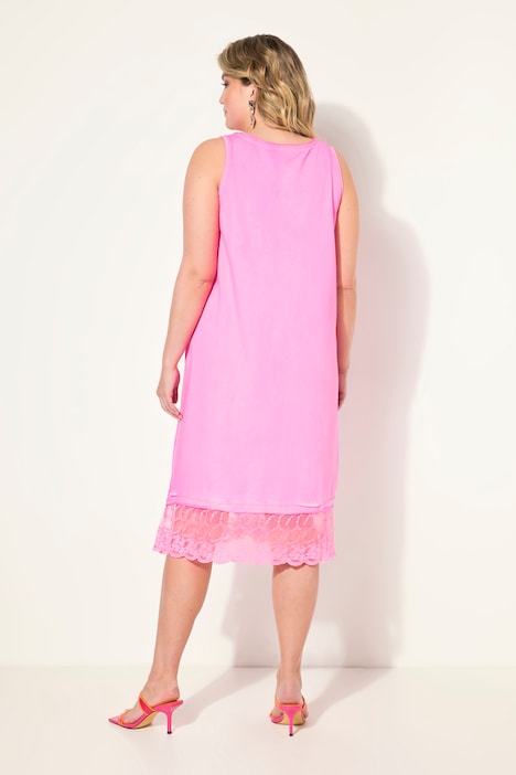 Jerseykleid, A-Linie, cold dyed, Lochstickerei, ärmellos