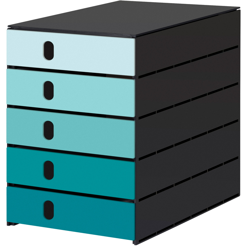 Styro Schubladenbox Styroval Oeko, schwarz/aqua