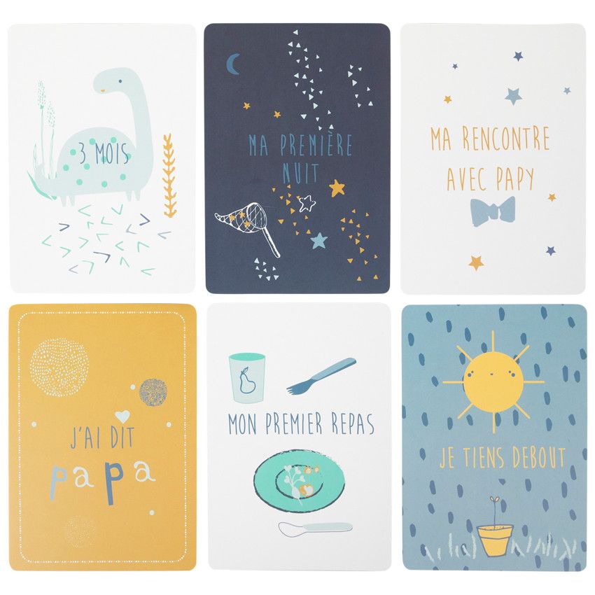 Cartes photo de naissance bébé garçon x28 - Bleu