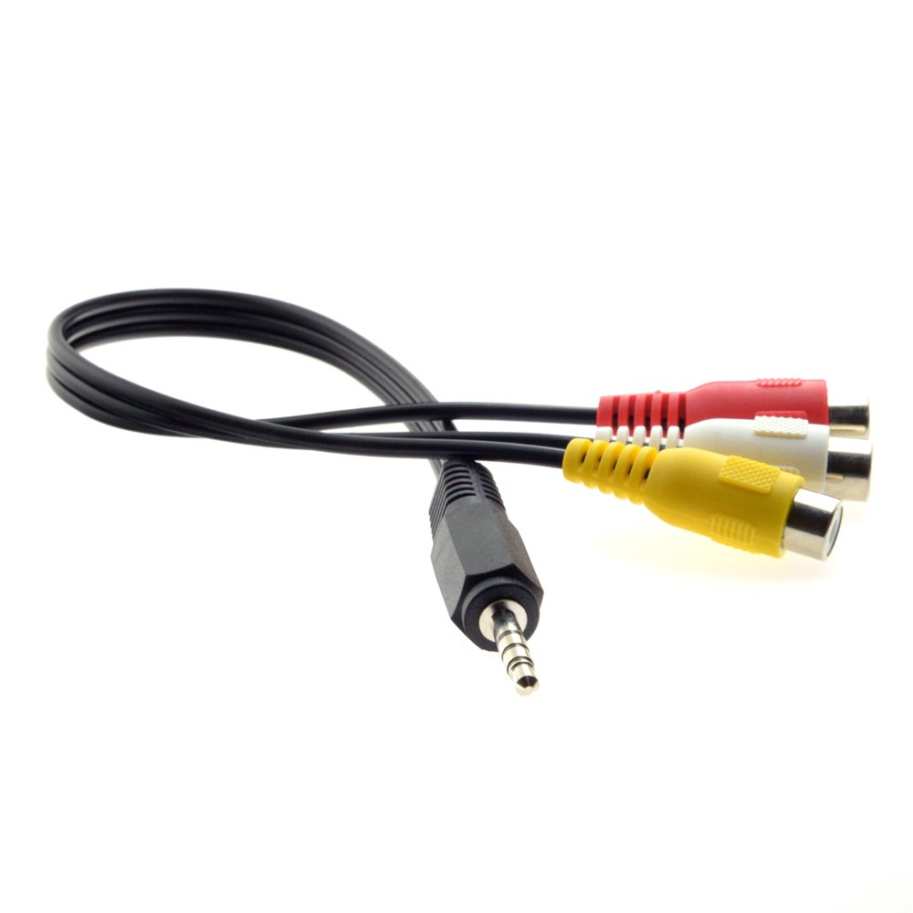 (30cm) 3.5mm Video Klinkestecker auf RCA Cinch Kupplung - Schwarz