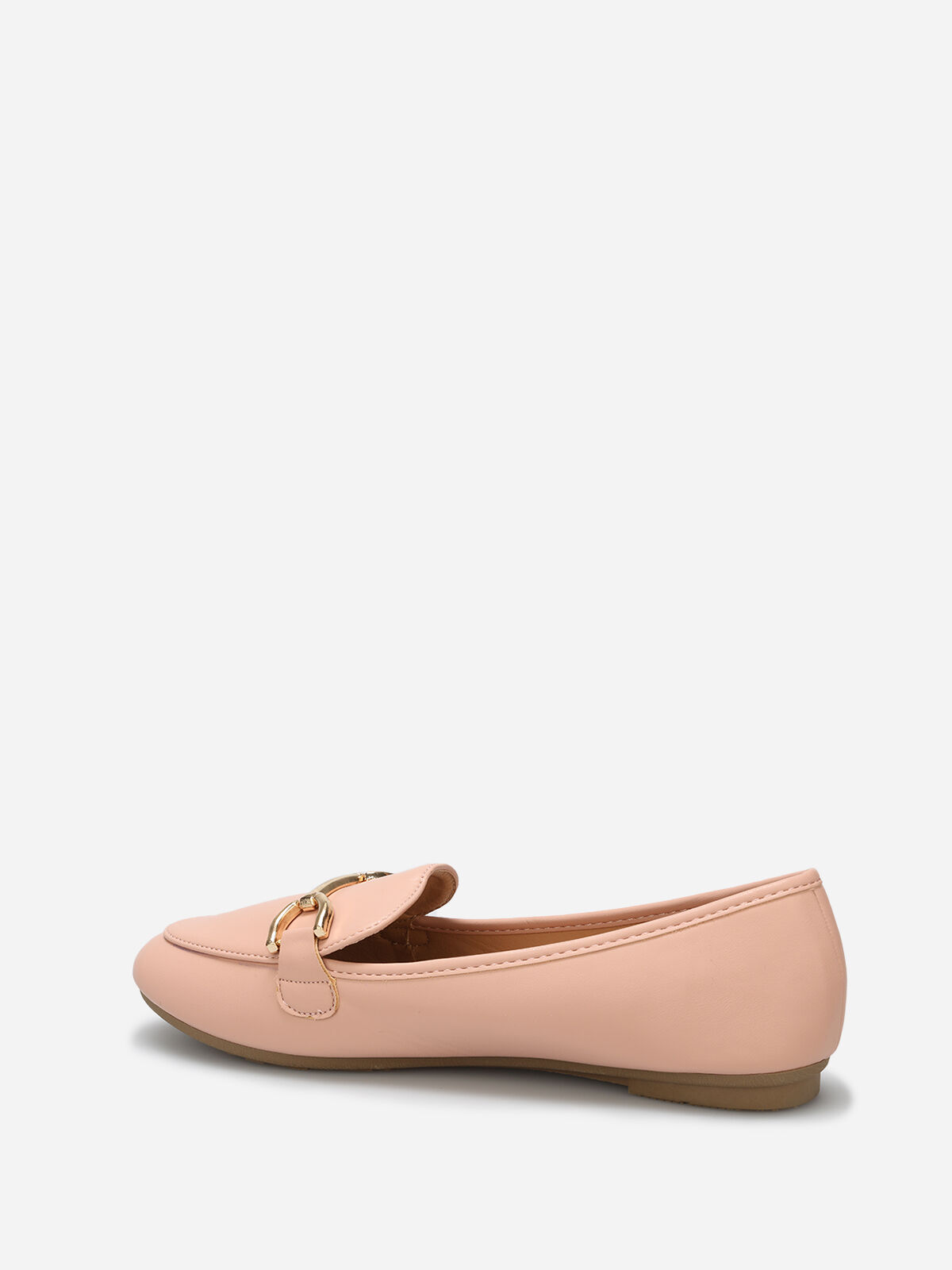 Mocassins en simili à détail mors- Rose