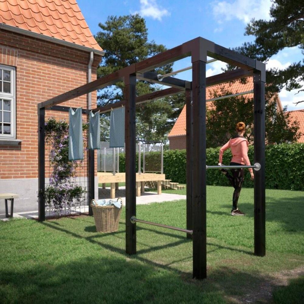 UTEGYM PLUS DAYLIFE MED TØRKESTATIV/ESPALIER SVART