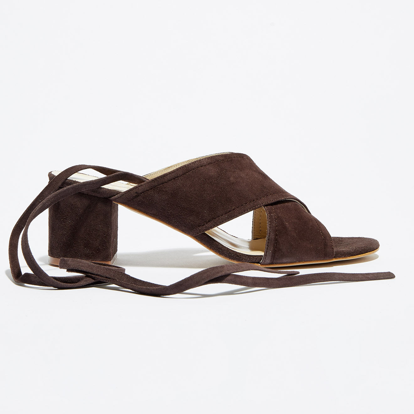 Apologie Mules en Velours de Cuir Ada marron foncé Talon 6 cm