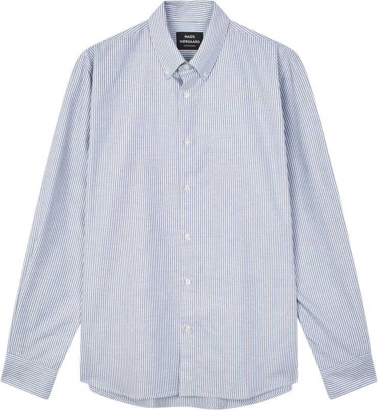 Mads Nørgaard - Copenhagen Cotton Oxford Sune Stripe Shirt BD Hvid blå striber
