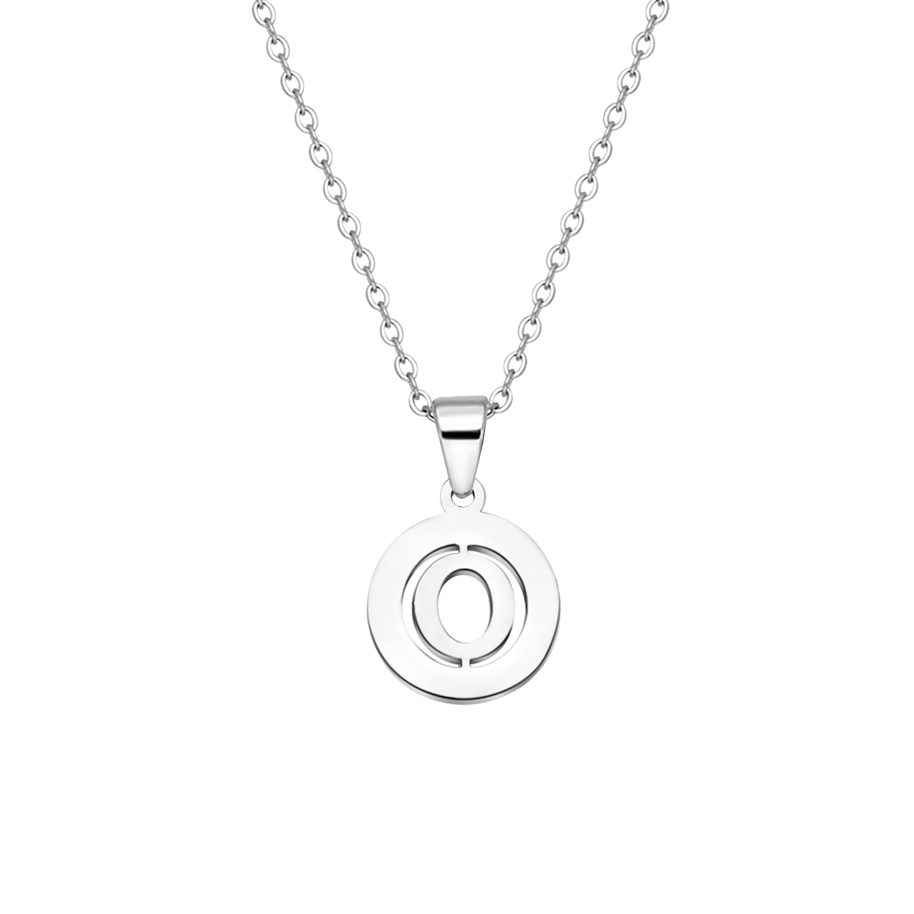 Stalen ketting met letter - O
