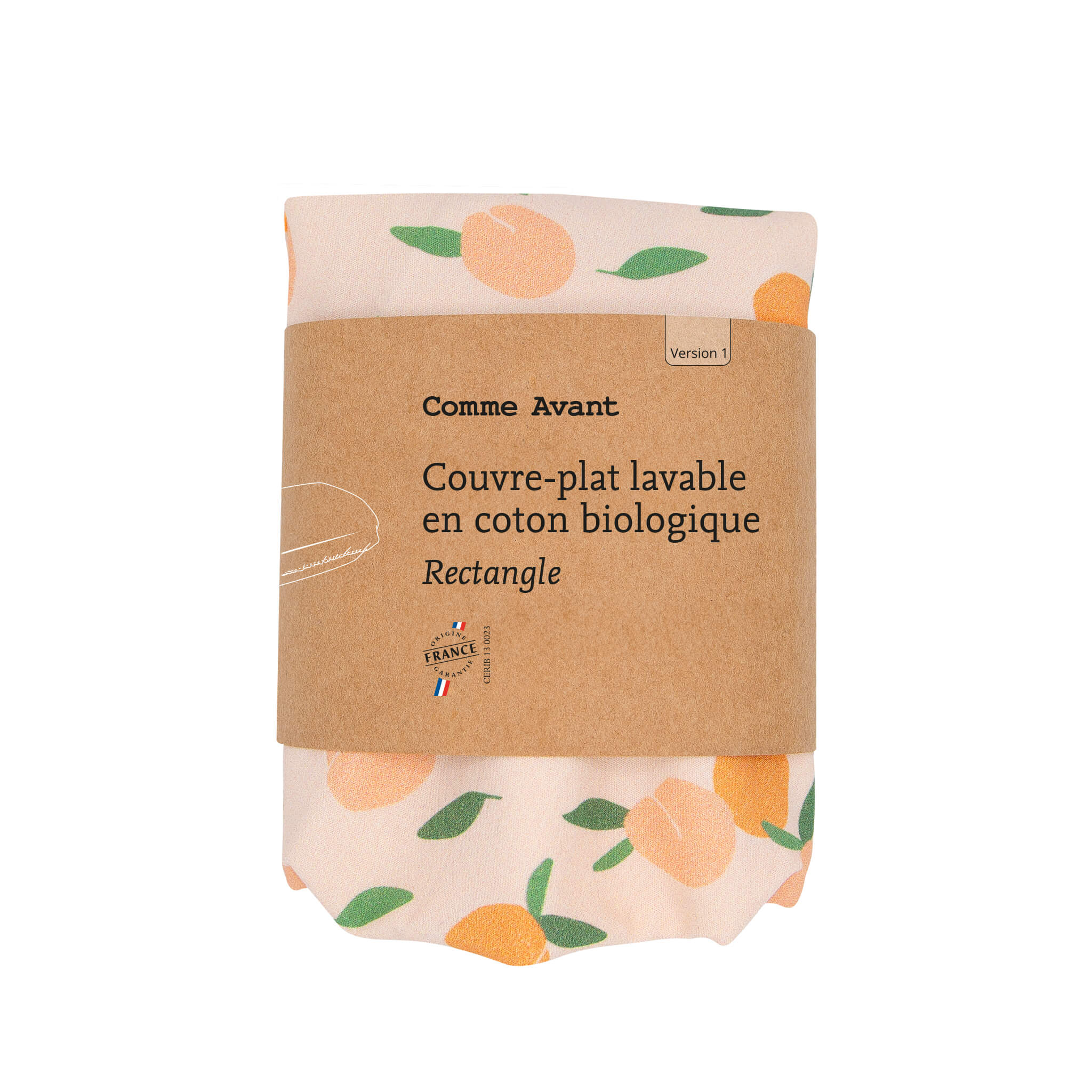 Couvre-plat lavable en coton - Version 1 - Grand rond / Abricot