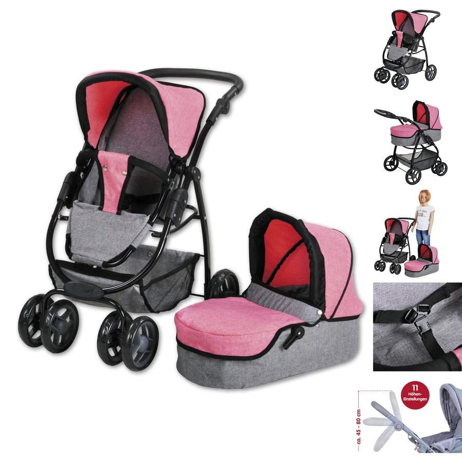 knorr toys® Puppenwagen Coco - jeans grey grau