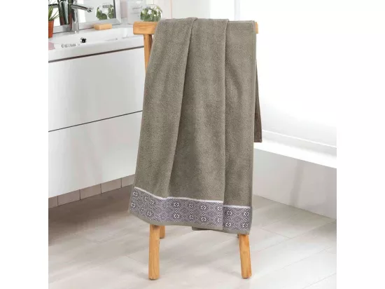 Drap de Bain 90 x 150 cm Esteban Kaki - Eponge Jacquard